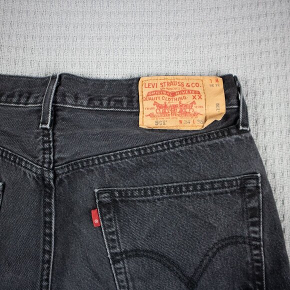 Levi's 501 Faded Black Wash Denim Jeans 34x36 - Picture 5 of 8